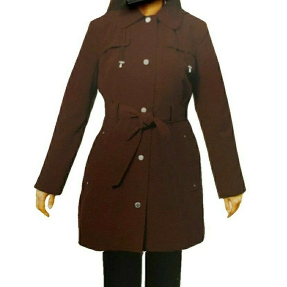 NWT London Fog Women Wine Detach Hood Trench Coat - Picture 3 of 9